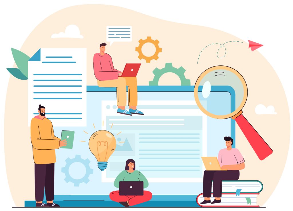 The content writers coming up with ideas to help increase your business visibility grow online.